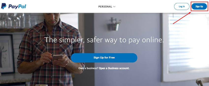 Регистрация в сервисе PayPal
